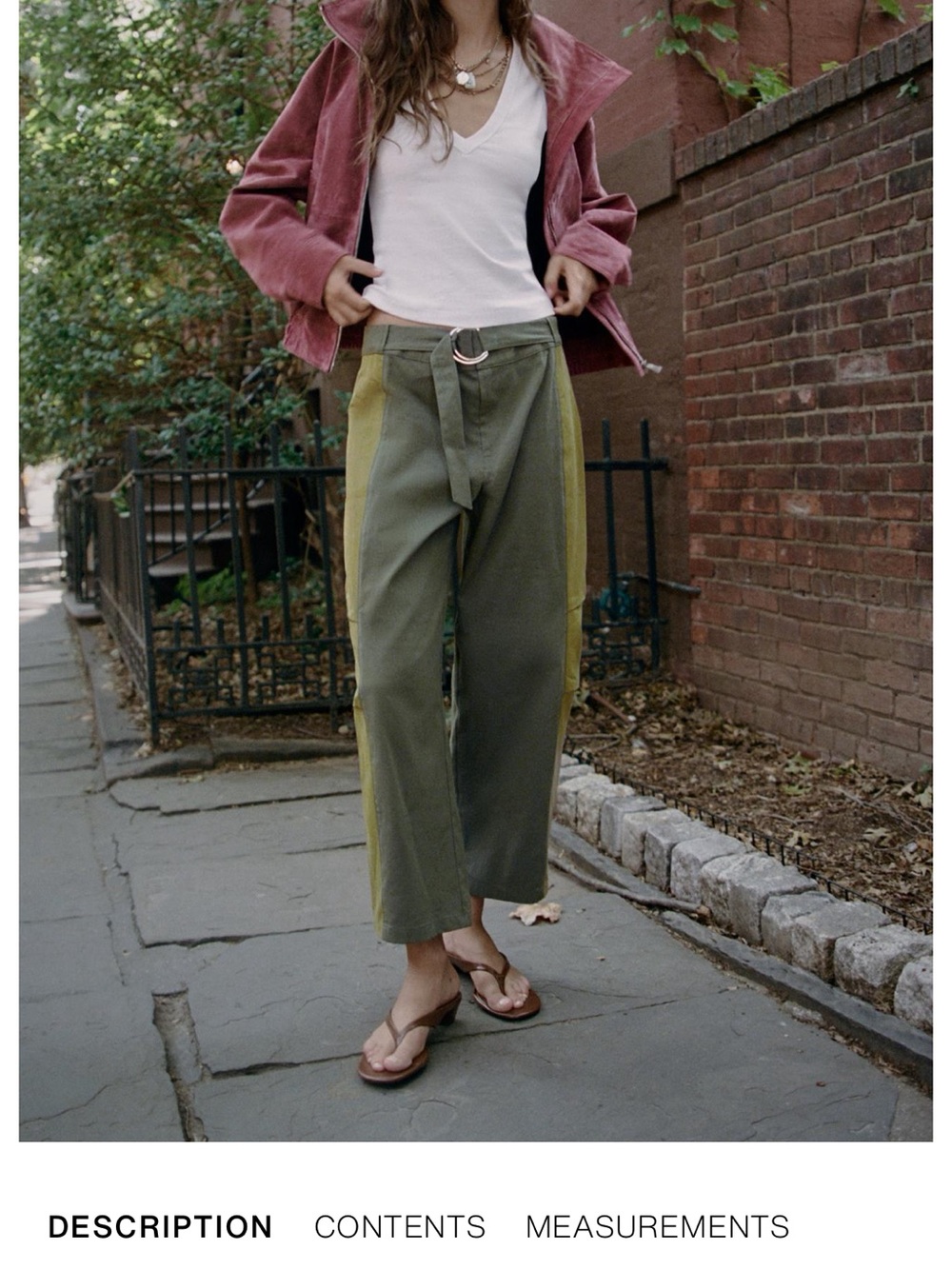 Zara Two-Tone Olive Green Barrel Trousers